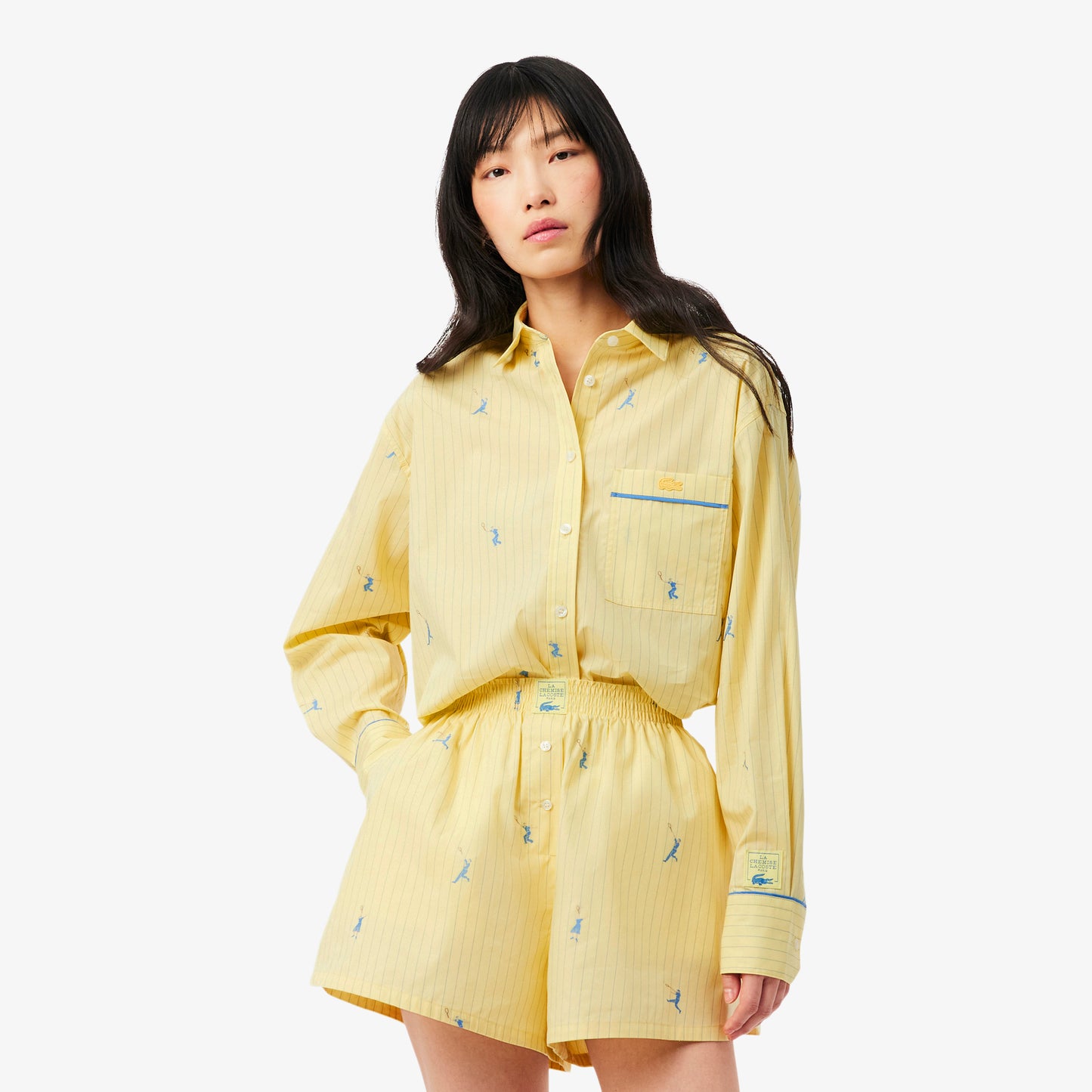 Oversized Shirt with Jacquard Motifs-CF0586