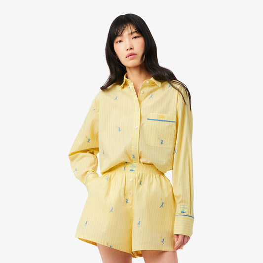 Oversized Shirt with Jacquard Motifs-CF0586