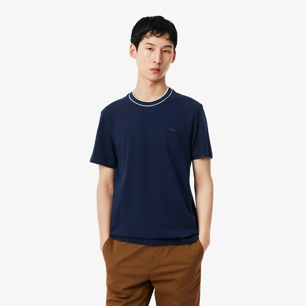 Stretch Piqué Stripe Collar T-shirt-TH8174