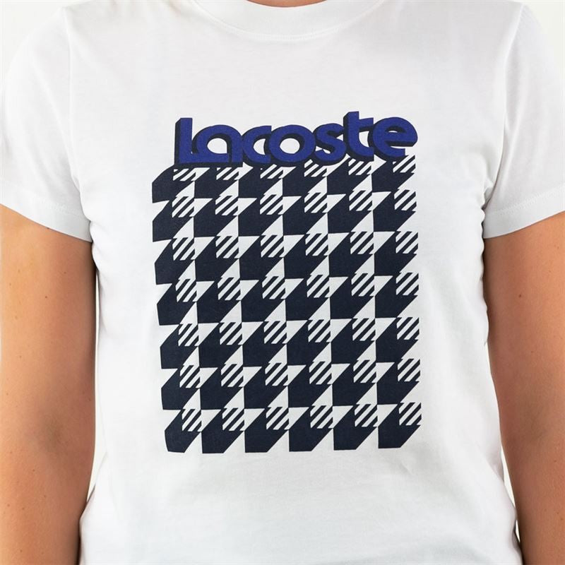 Womens Lacoste SPORT Breathable Houndstooth Patterned T-shirt