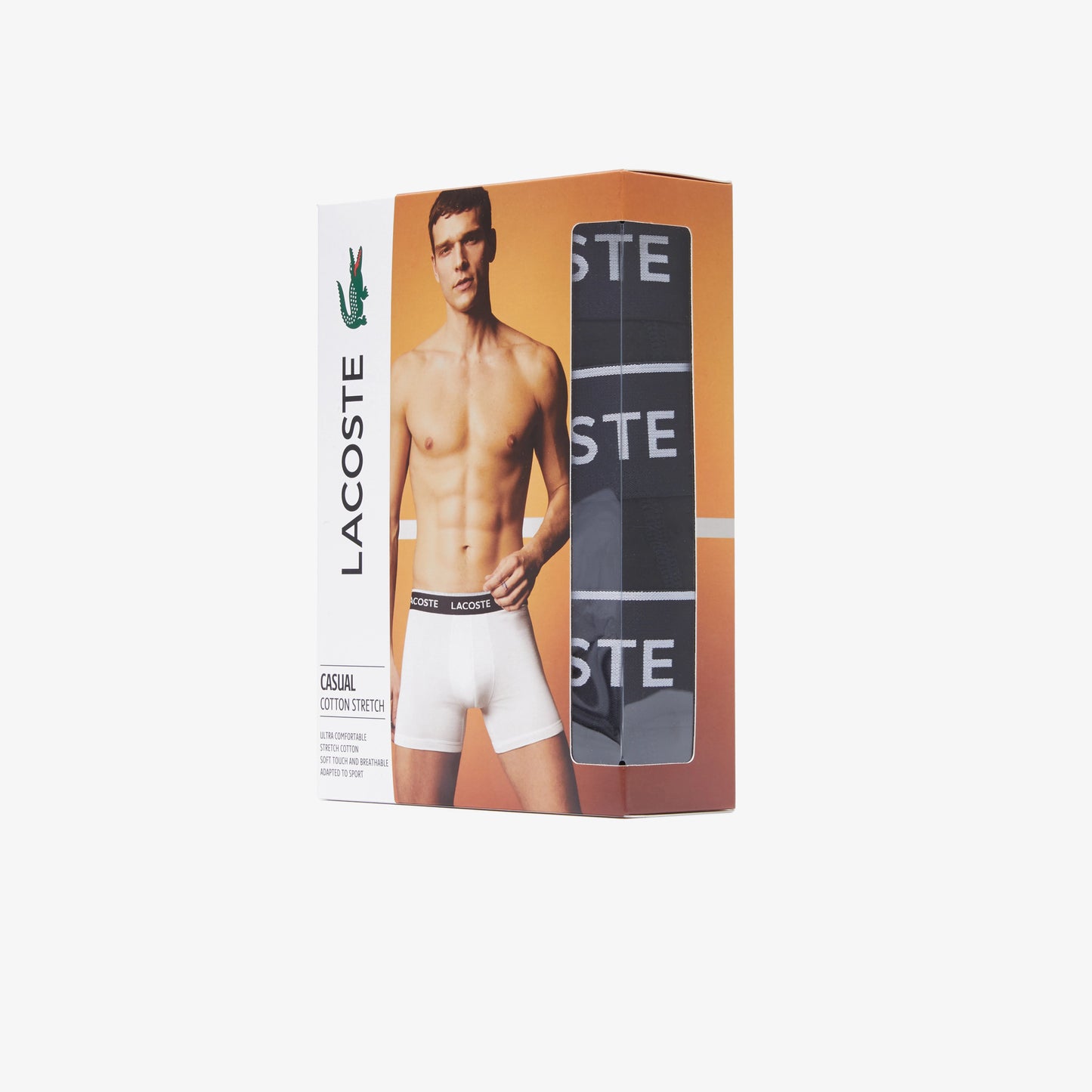 Men-s Lettered Waist Long Stretch Cotton Boxer Brief 3-Pack