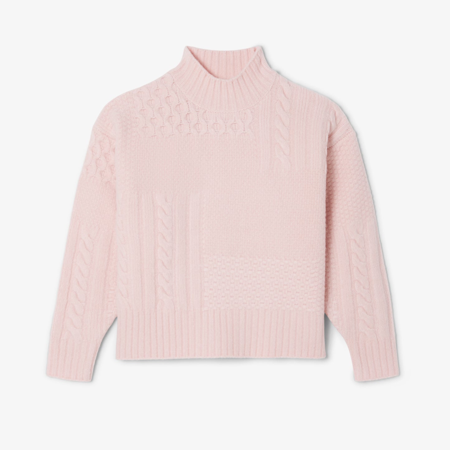 Patchwork Effect High Neck Wool Sweater - AF3974