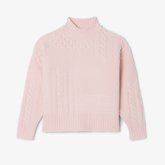 Patchwork Effect High Neck Wool Sweater - AF3974