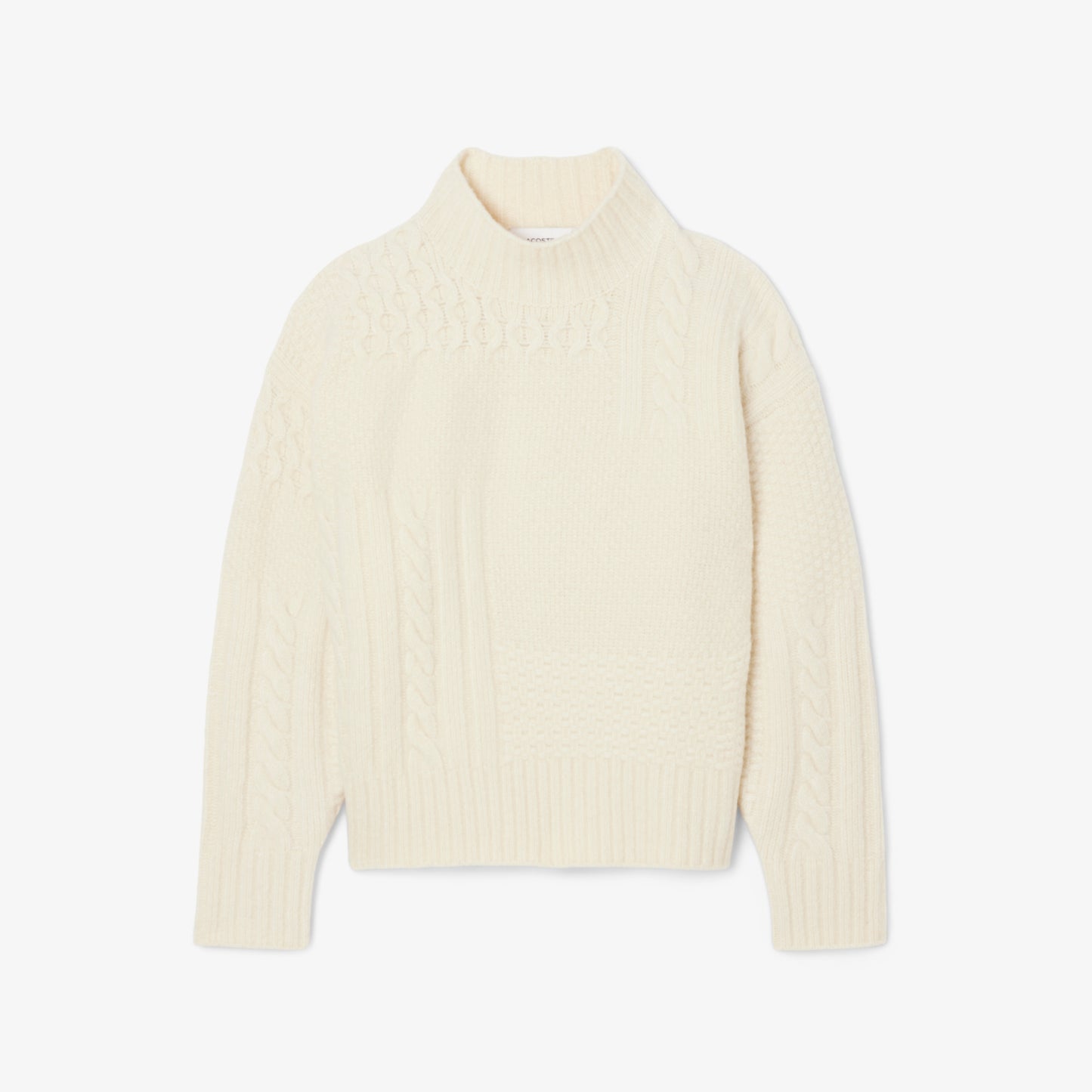 Patchwork Effect High Neck Wool Sweater - AF3974