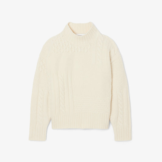 Patchwork Effect High Neck Wool Sweater - AF3974