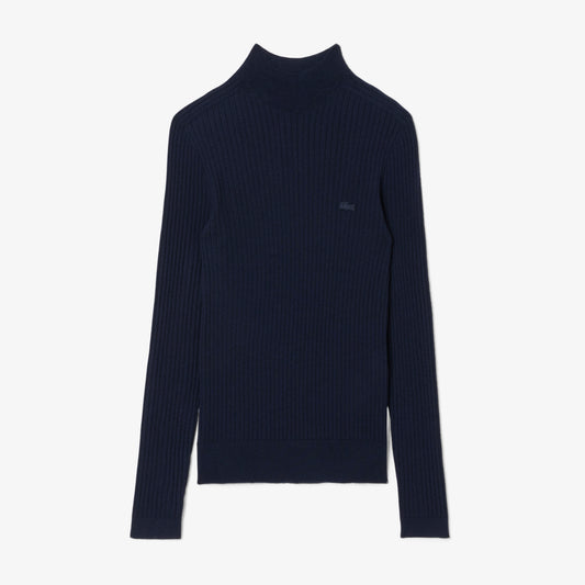 High Neck Ribbed Knit Merino Wool Sweater-AF4189