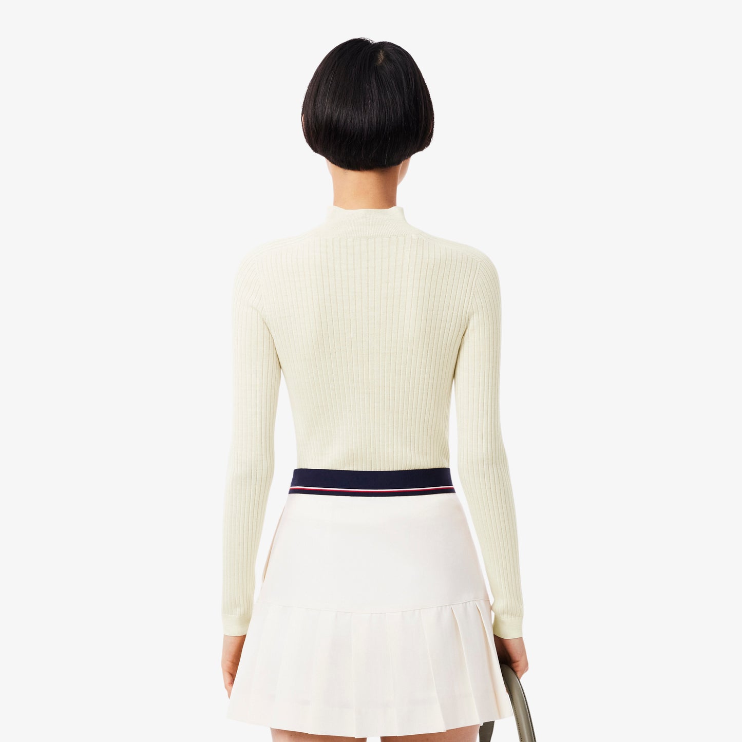 High Neck Ribbed Knit Merino Wool Sweater - AF4189