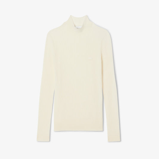 High Neck Ribbed Knit Merino Wool Sweater - AF4189