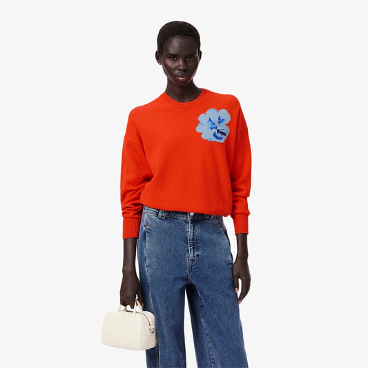 Jacquard Intarsia Flower Motif Wool Sweater-AF5189