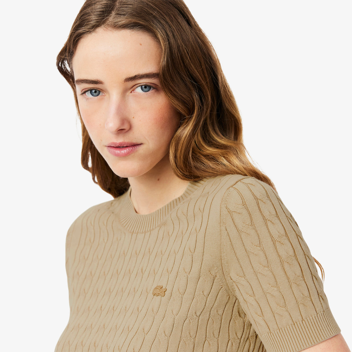 Washed Effect Cable Knit Sweater-AF9277