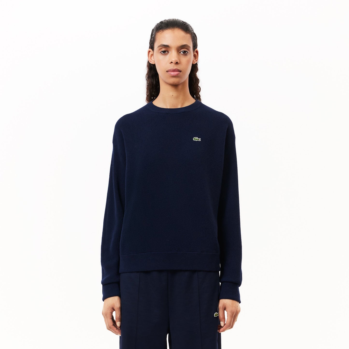 Relaxed Fit Carded Wool Moss Stitch Sweater-AF9551