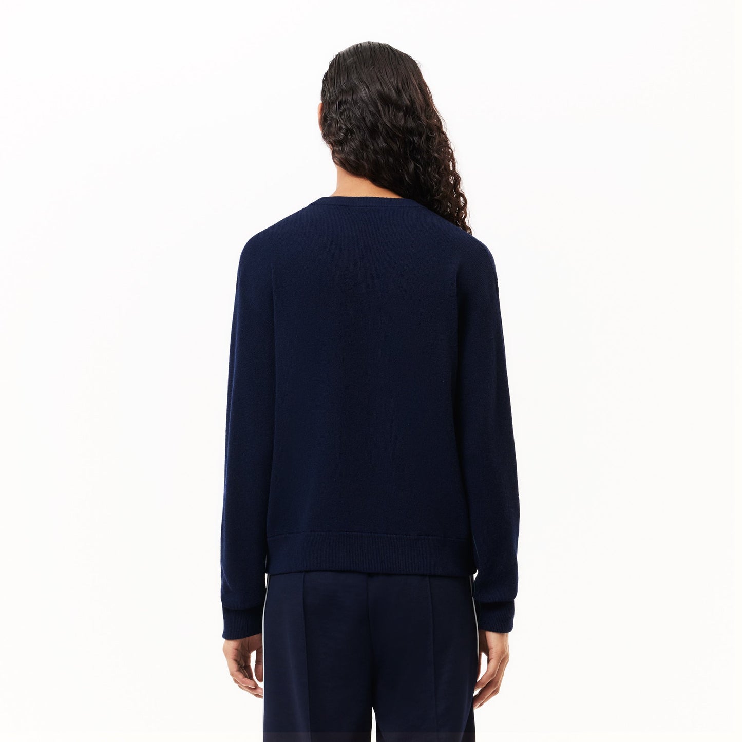 Relaxed Fit Carded Wool Moss Stitch Sweater-AF9551