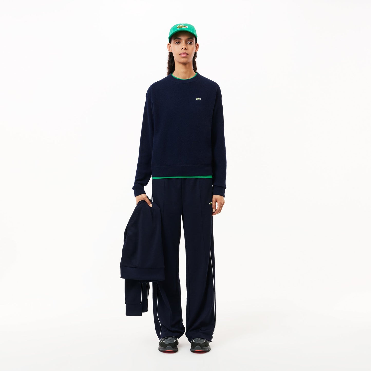 Relaxed Fit Carded Wool Moss Stitch Sweater-AF9551