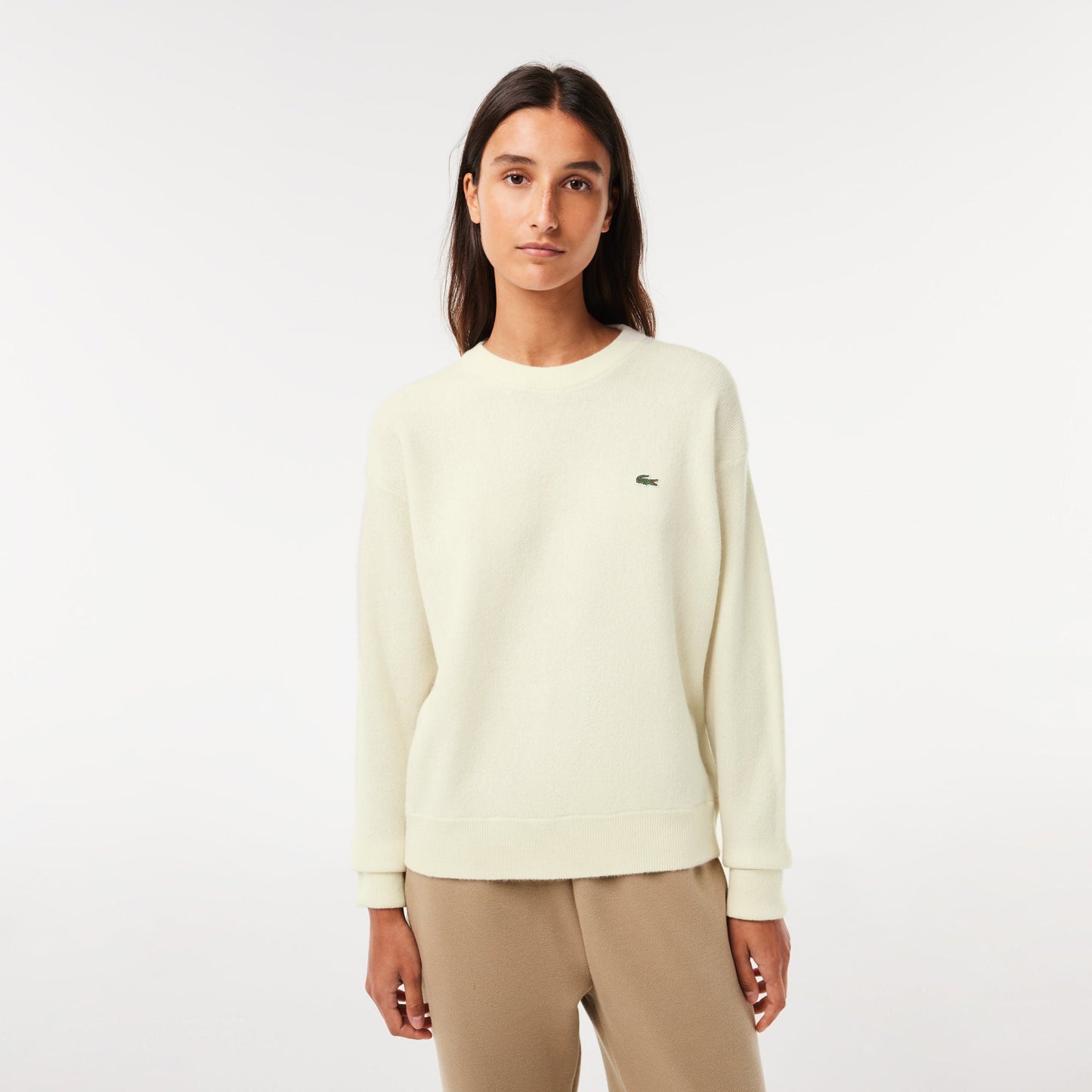 Relaxed Fit Carded Wool Moss Stitch Sweater - AF9551