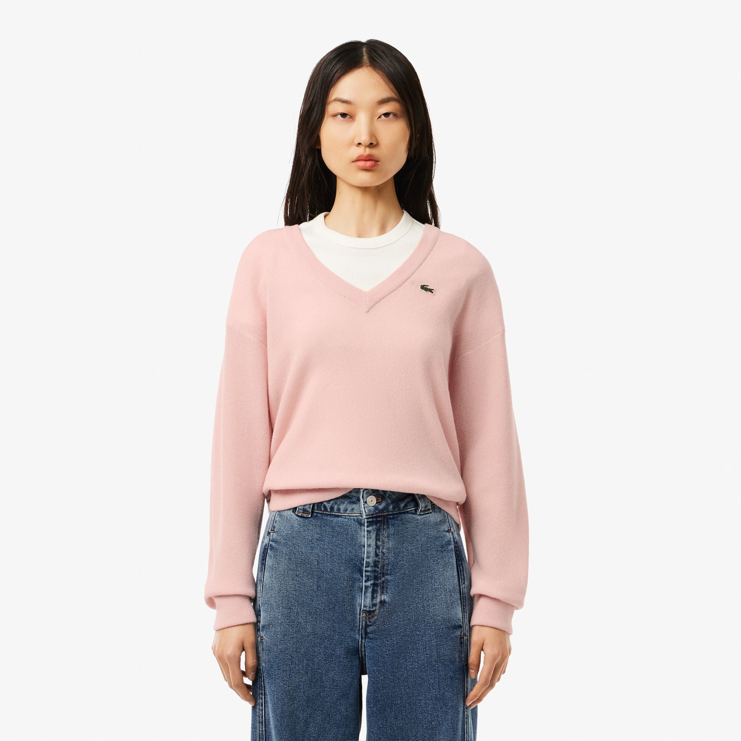 Relaxed Fit Carded Wool Moss Stitch Sweater - AF9554