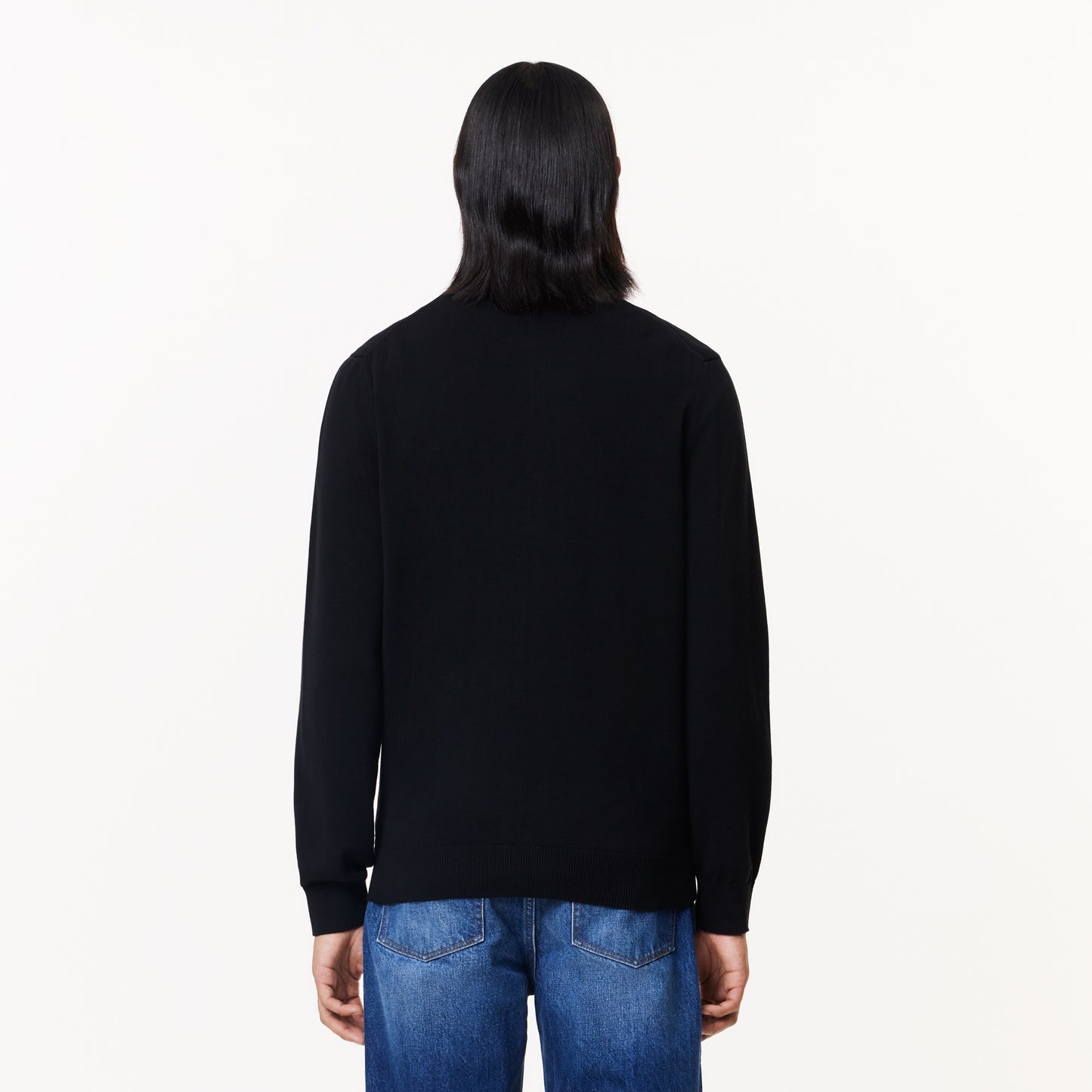 High Zipped Neck Plain Cotton Sweater - AH1957