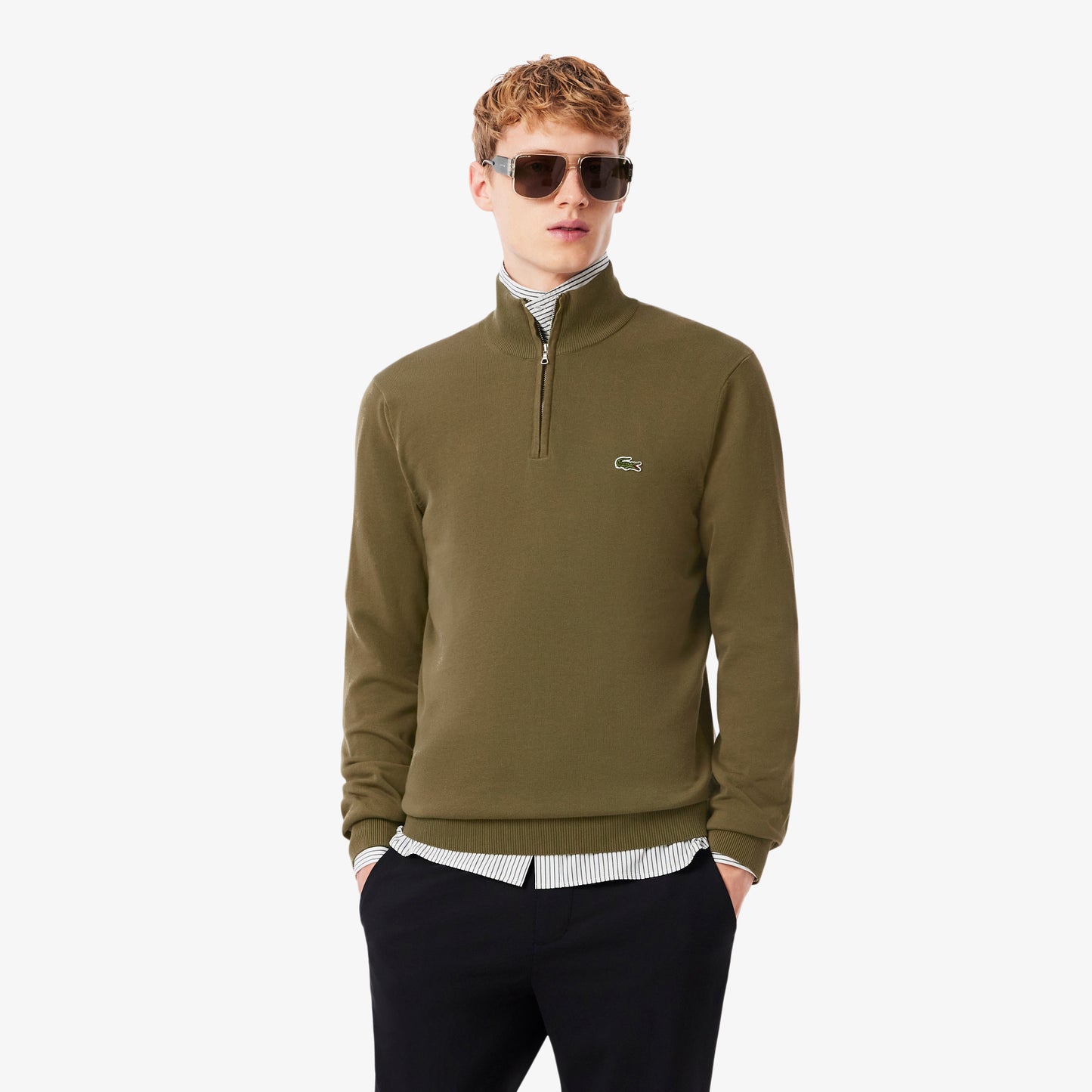 Zipped High Neck Cotton Sweater - AH1980