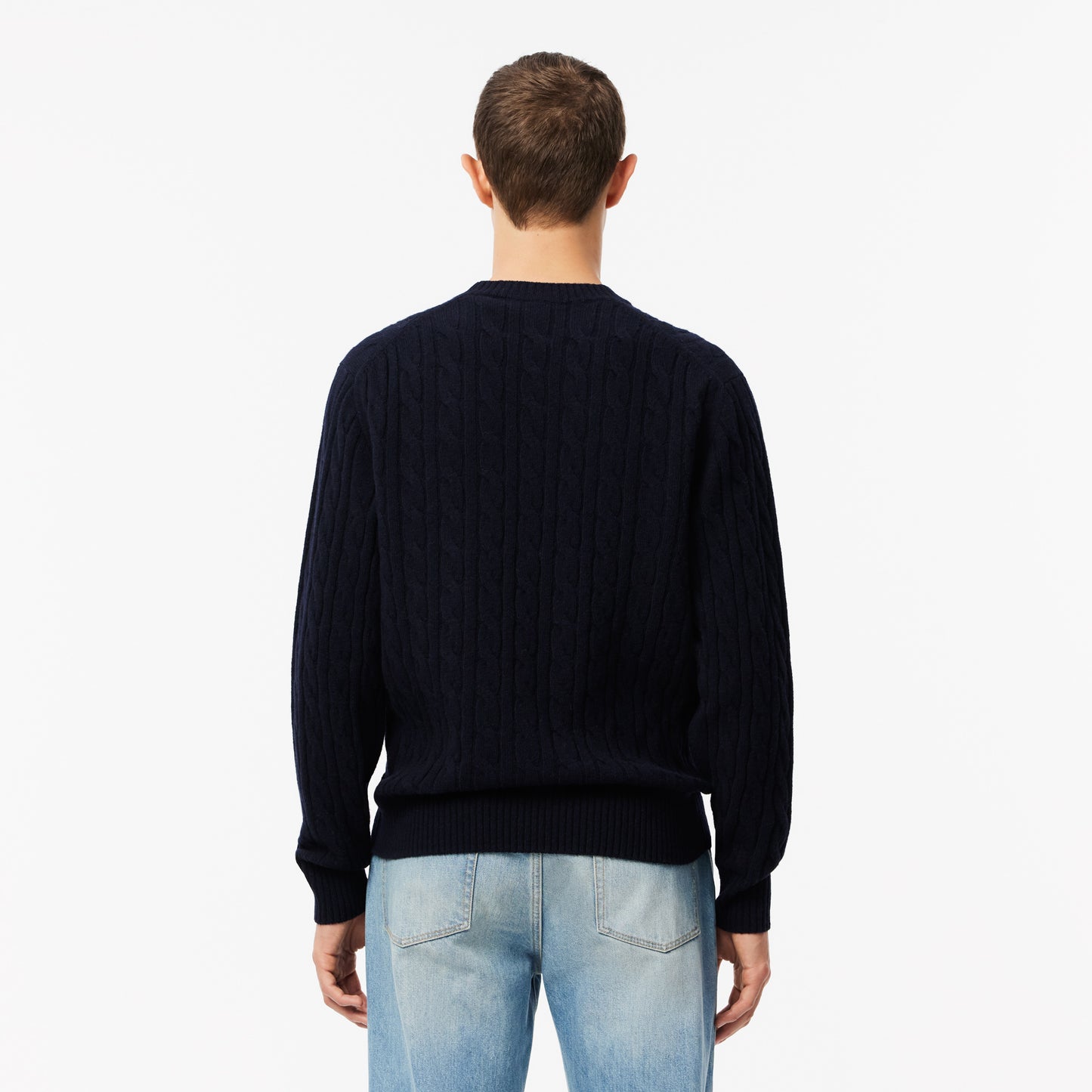 Cable Knit Carded Wool Crew Neck Sweater - AH2924