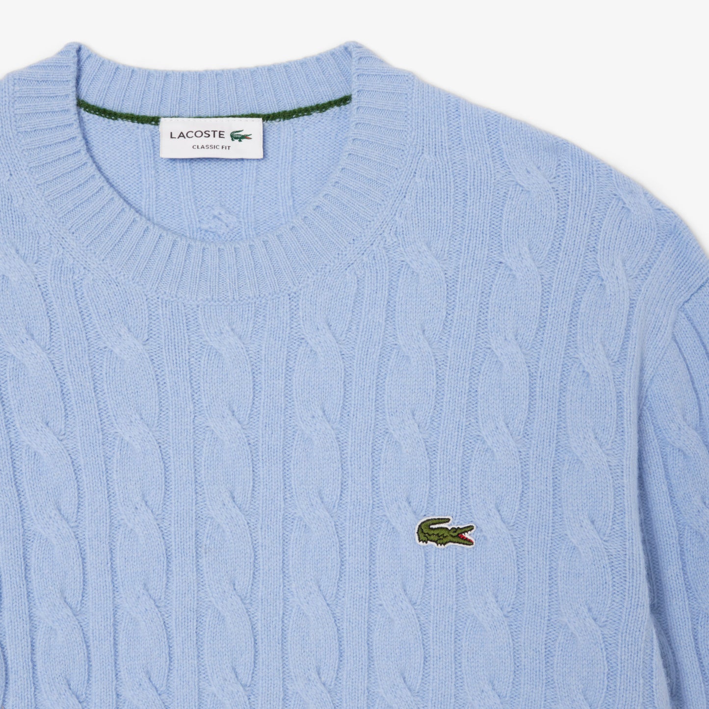 Cable Knit Carded Wool Crew Neck Sweater-AH2924