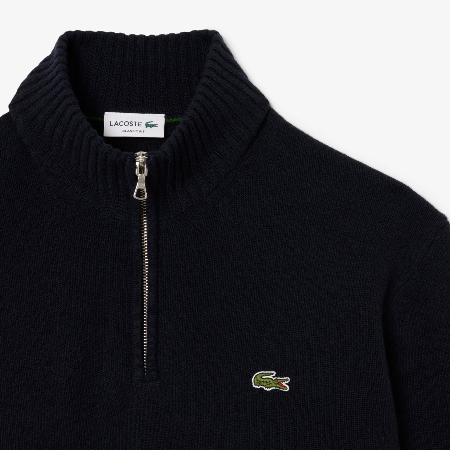 Zipped High Neck Carded Wool Sweater - AH3052