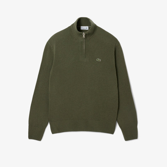 Zipped High Neck Carded Wool Sweater - AH3052