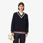 Tennis Style Carded Wool Sweater-AH3133