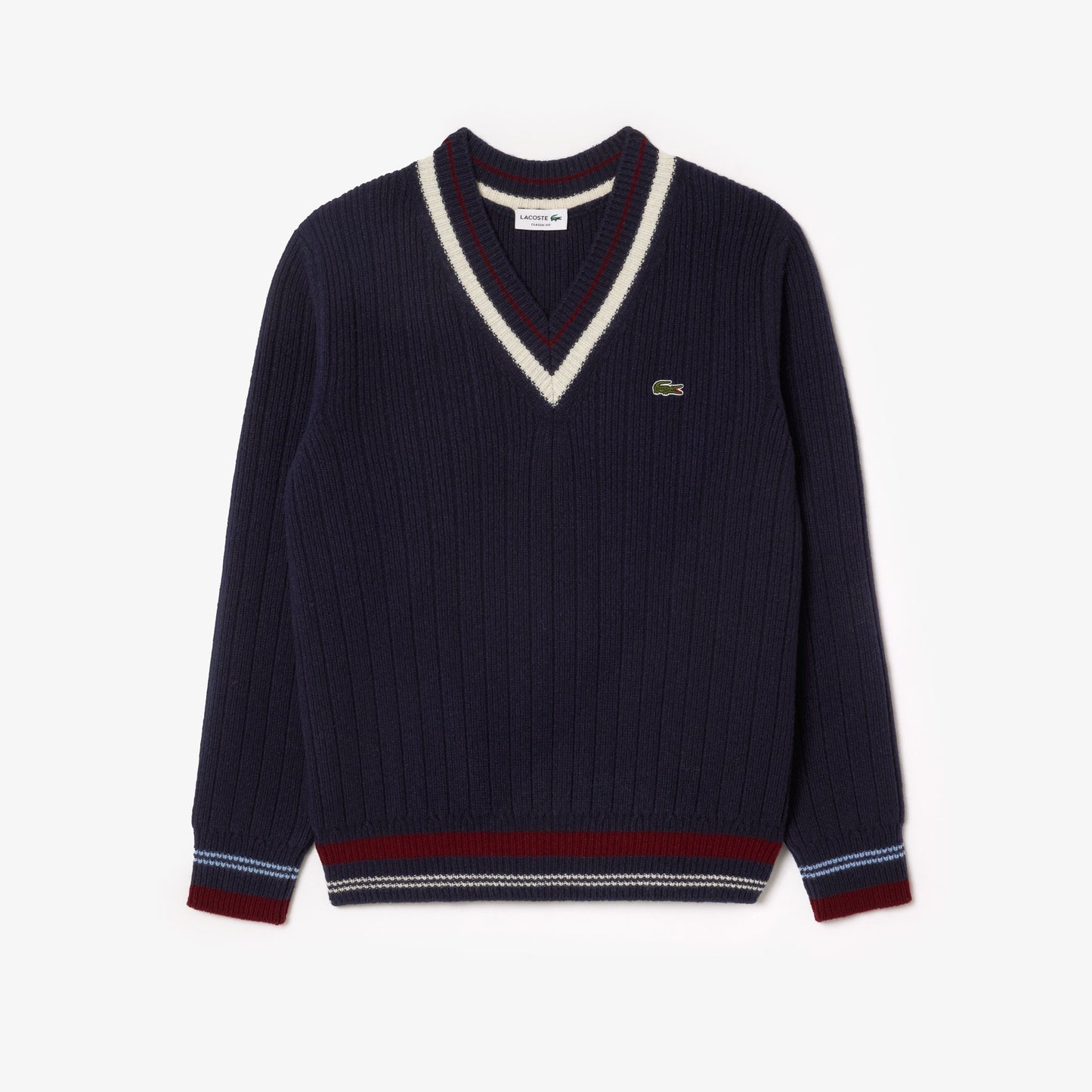 Tennis Style Carded Wool Sweater-AH3133