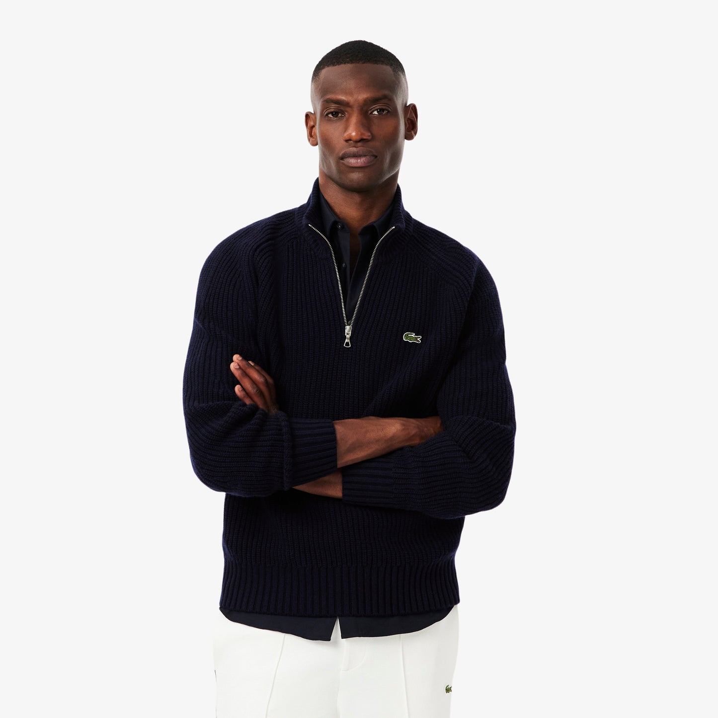 Zipped High Neck Carded Wool Sweater - AH3134