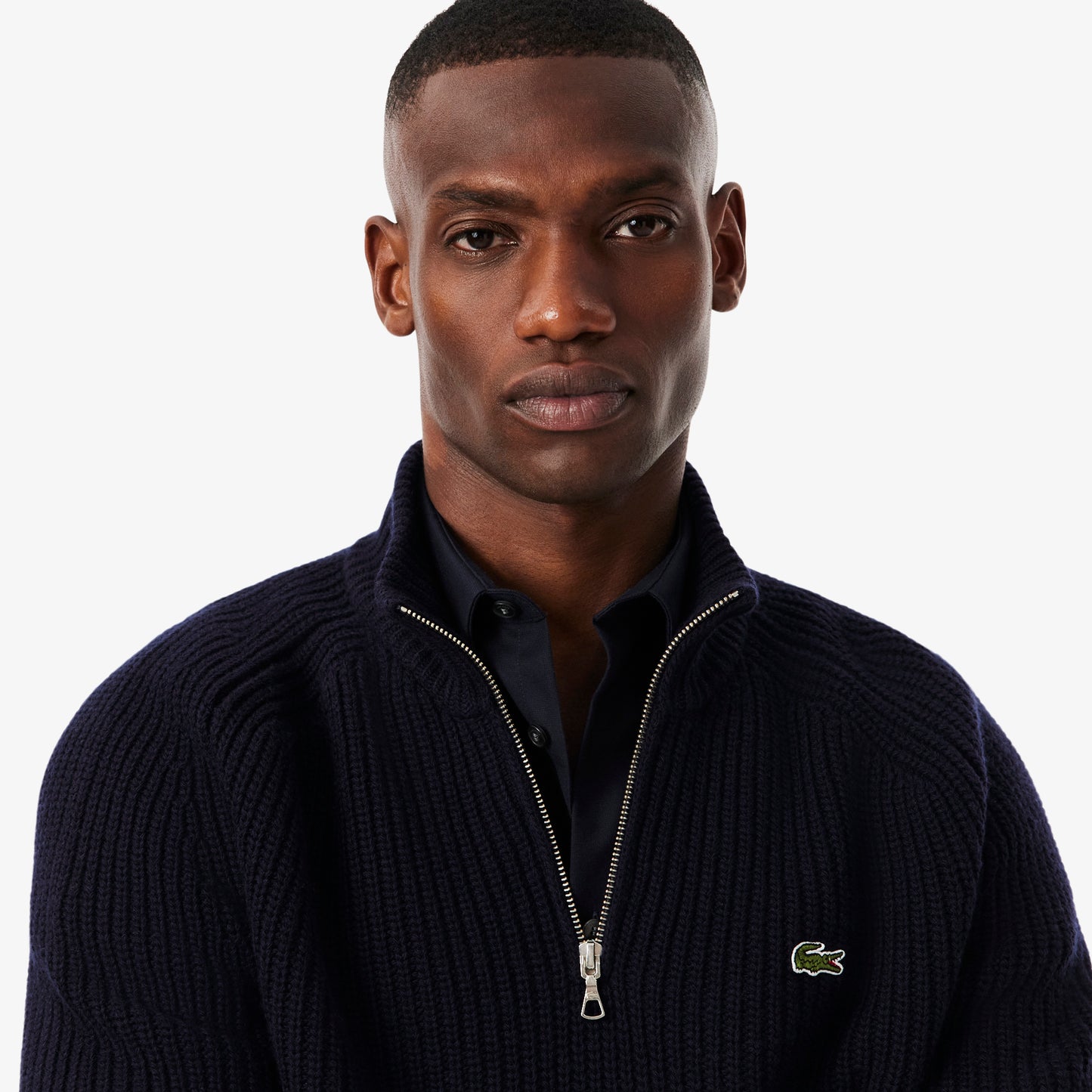 Zipped High Neck Carded Wool Sweater - AH3134