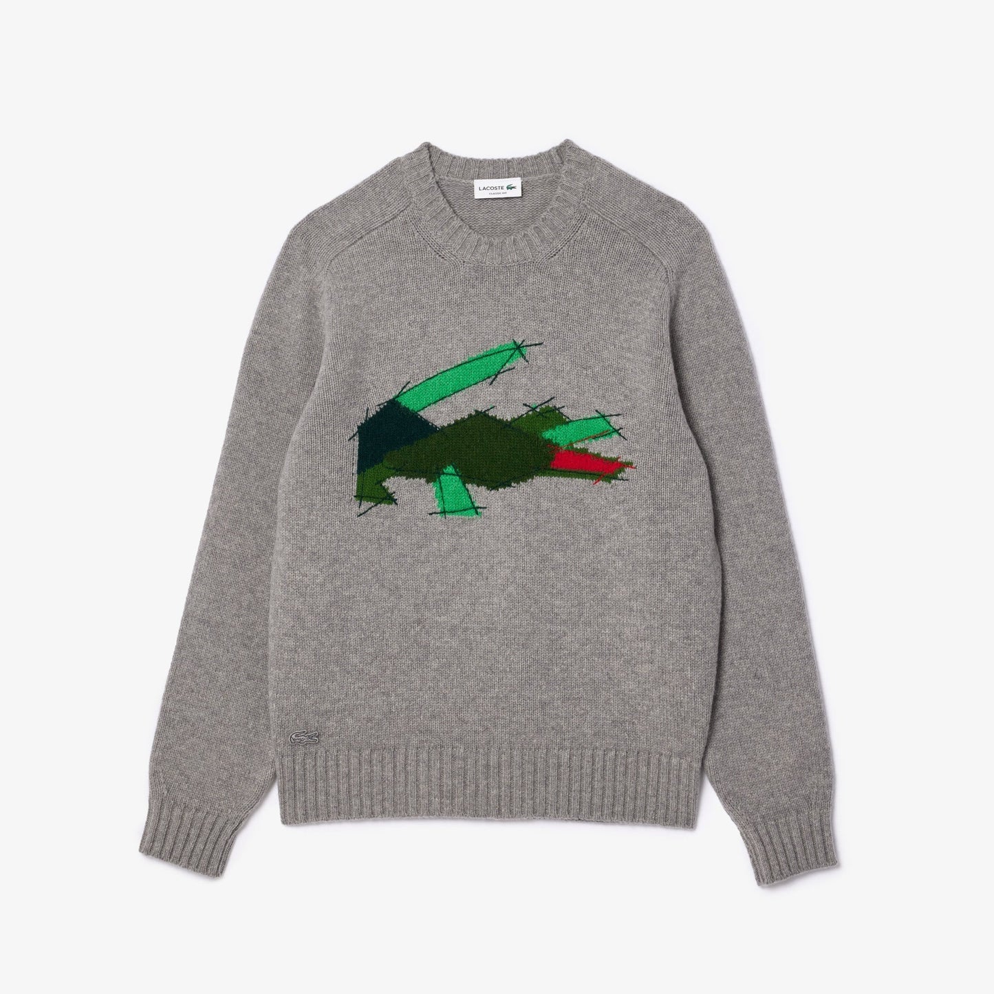 Crocodile Motif Carded Wool Sweater-AH3145