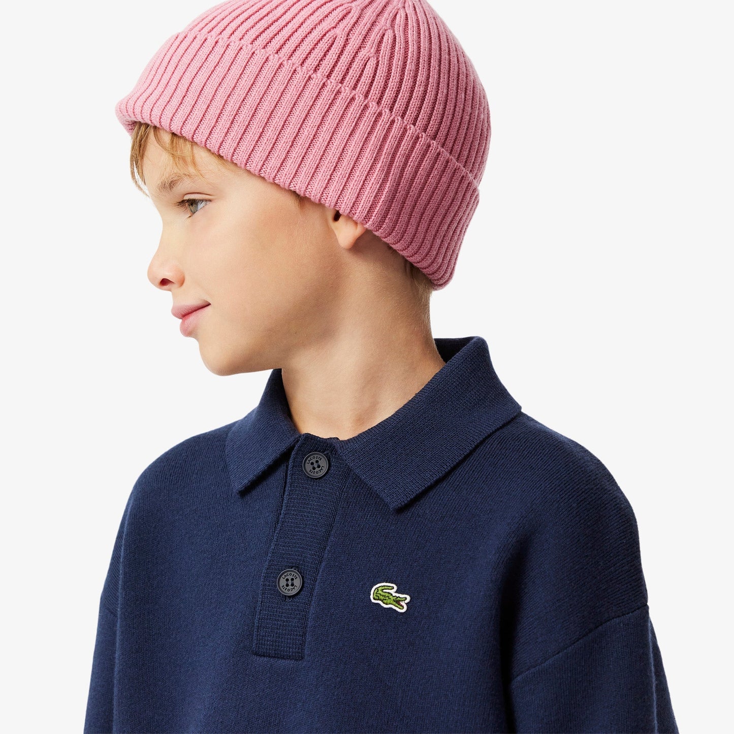 Cotton and Wool Blend Long Sleeved Polo Shirt-AJ2461