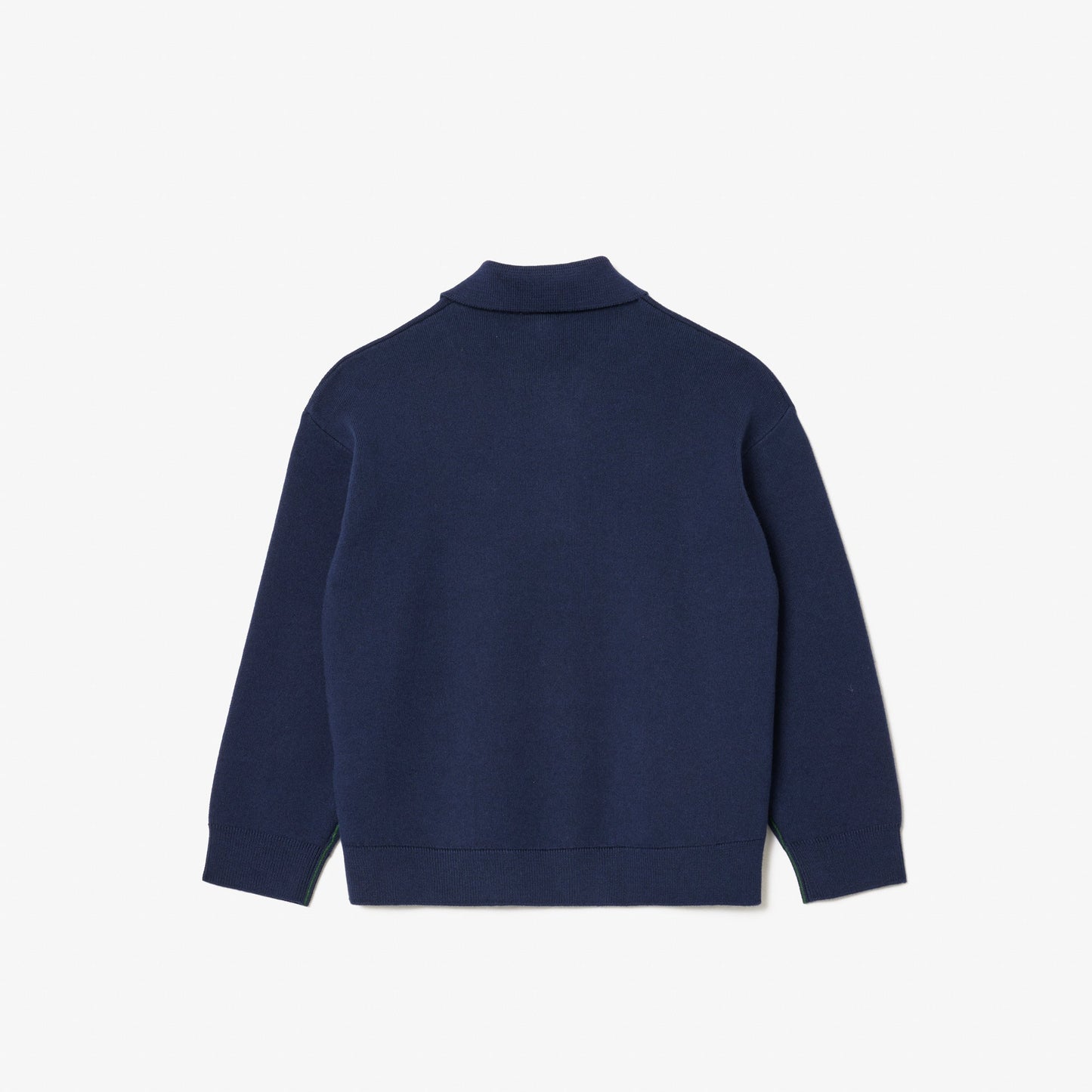 Cotton and Wool Blend Long Sleeved Polo Shirt-AJ2461