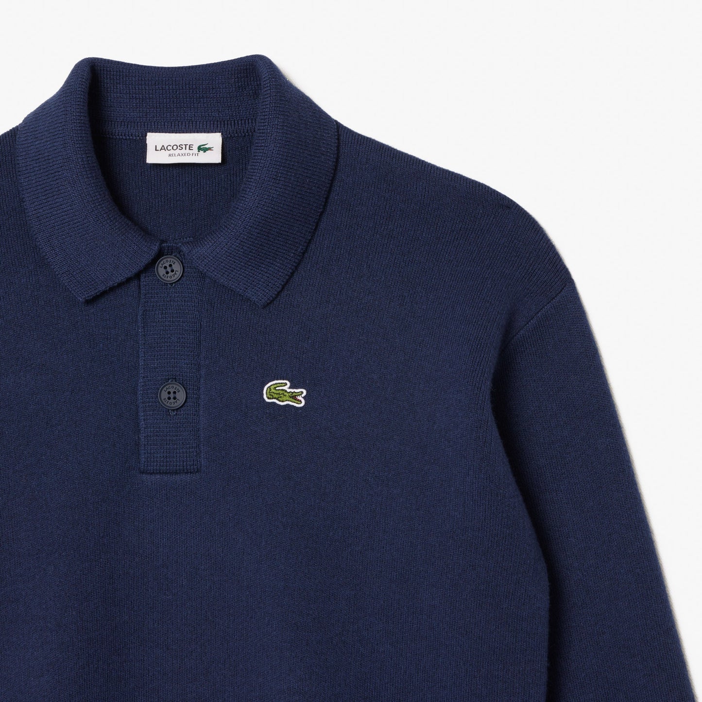 Cotton and Wool Blend Long Sleeved Polo Shirt-AJ2461