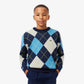 Cotton and Wool Argyle Jacquard Sweater-AJ2485