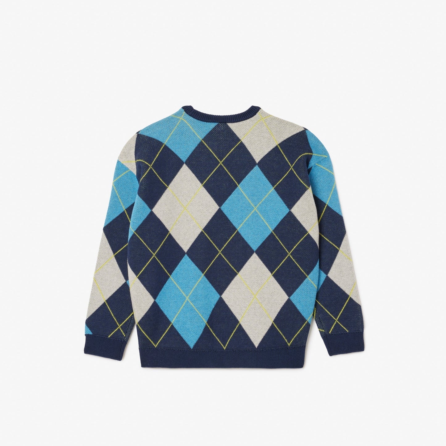 Cotton and Wool Argyle Jacquard Sweater-AJ2485