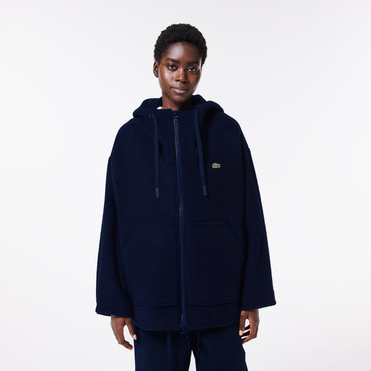 Short Oversized Recycled Wool Hooded Coat