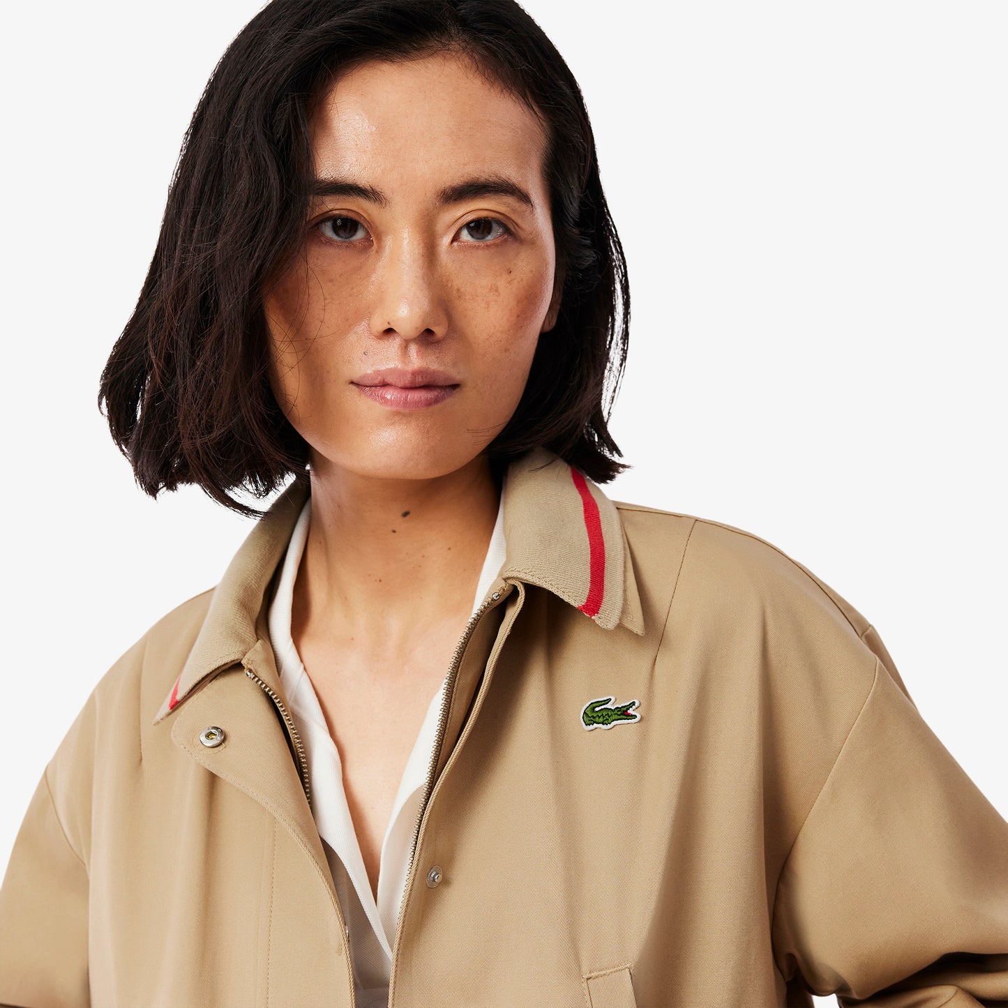 Oversized Polo Collar Twill Jacket-BF9802