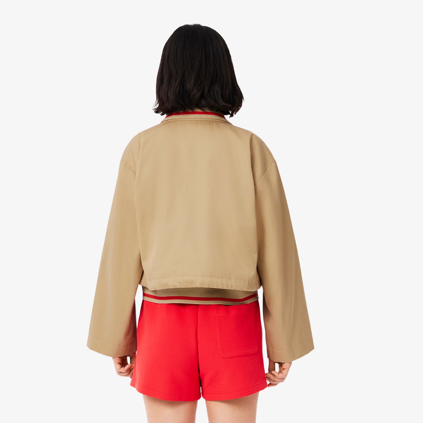 Oversized Polo Collar Twill Jacket-BF9802