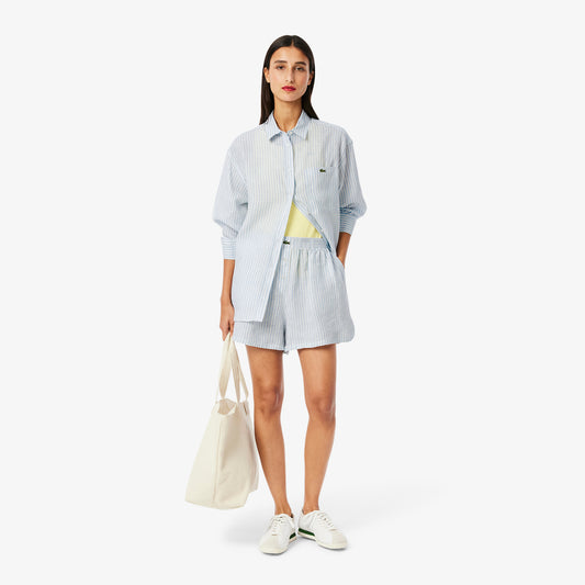 Oversized Striped Linen Shirt-CF0054