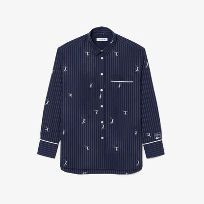 Oversized Shirt with Jacquard Motifs-CF0586