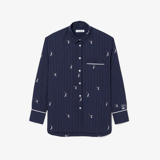 Oversized Shirt with Jacquard Motifs-CF0586