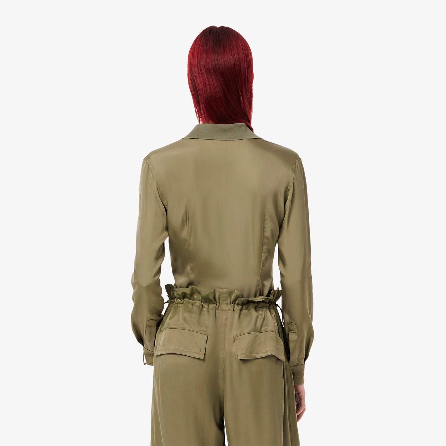 Slim Fit Fluid Ribbed Collar Shirt-CF3885