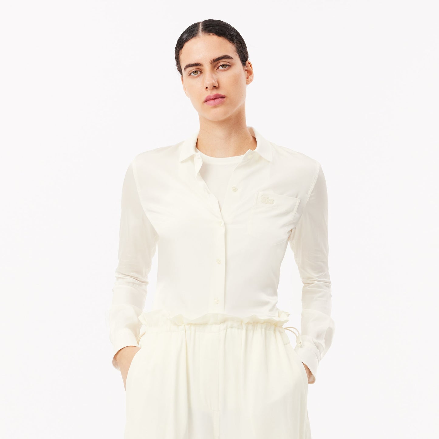 Slim Fit Fluid Ribbed Collar Shirt-CF3885