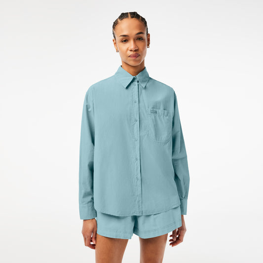 Womens Lacoste Oversize Cotton Poplin Shirt