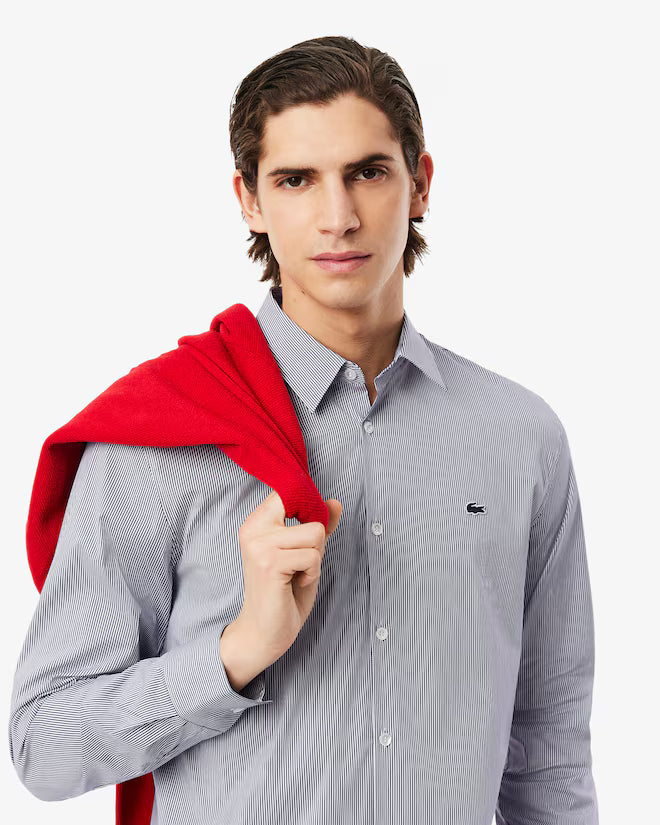 Slim Fit Striped Stretch Poplin Shirt - CH0198