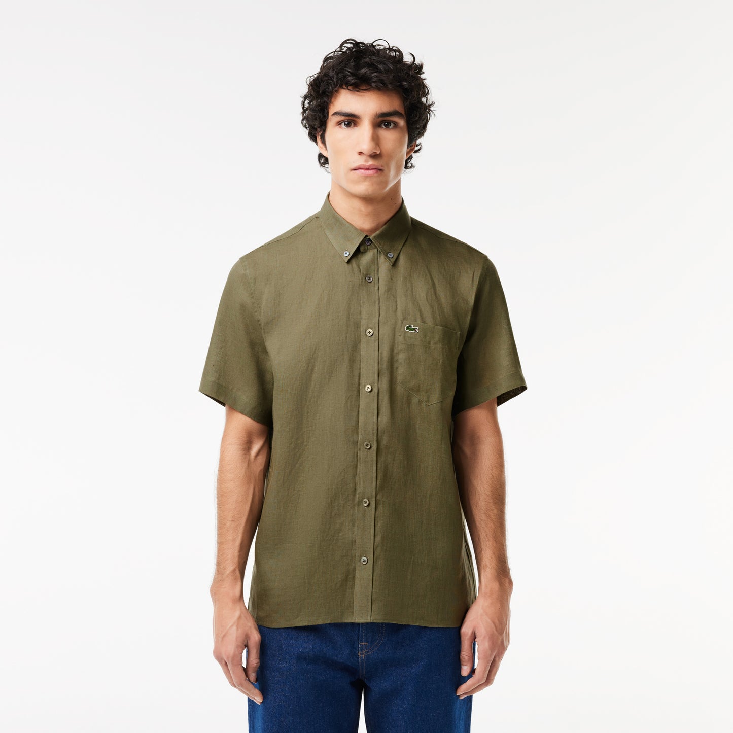 Men's Lacoste Short Sleeve Linen Shirt - CH5699