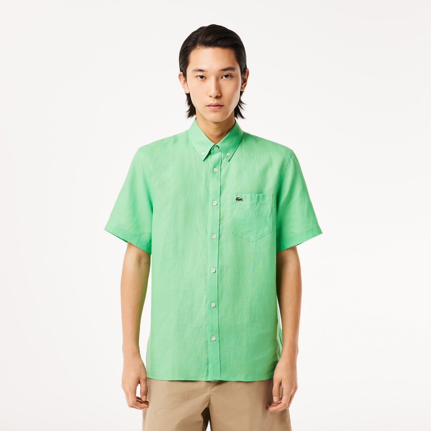 Men's Lacoste Short Sleeve Linen Shirt - CH5699