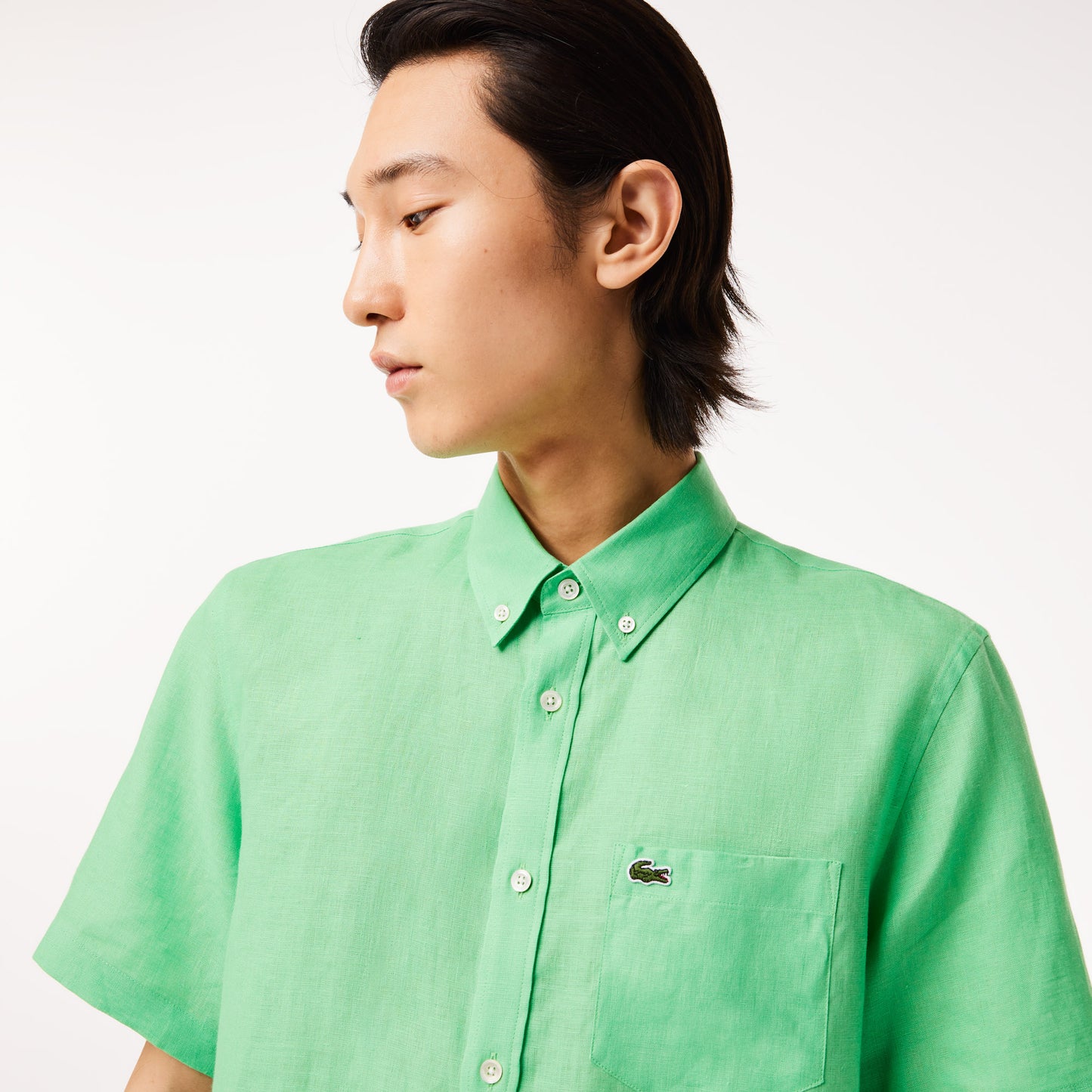 Men's Lacoste Short Sleeve Linen Shirt - CH5699