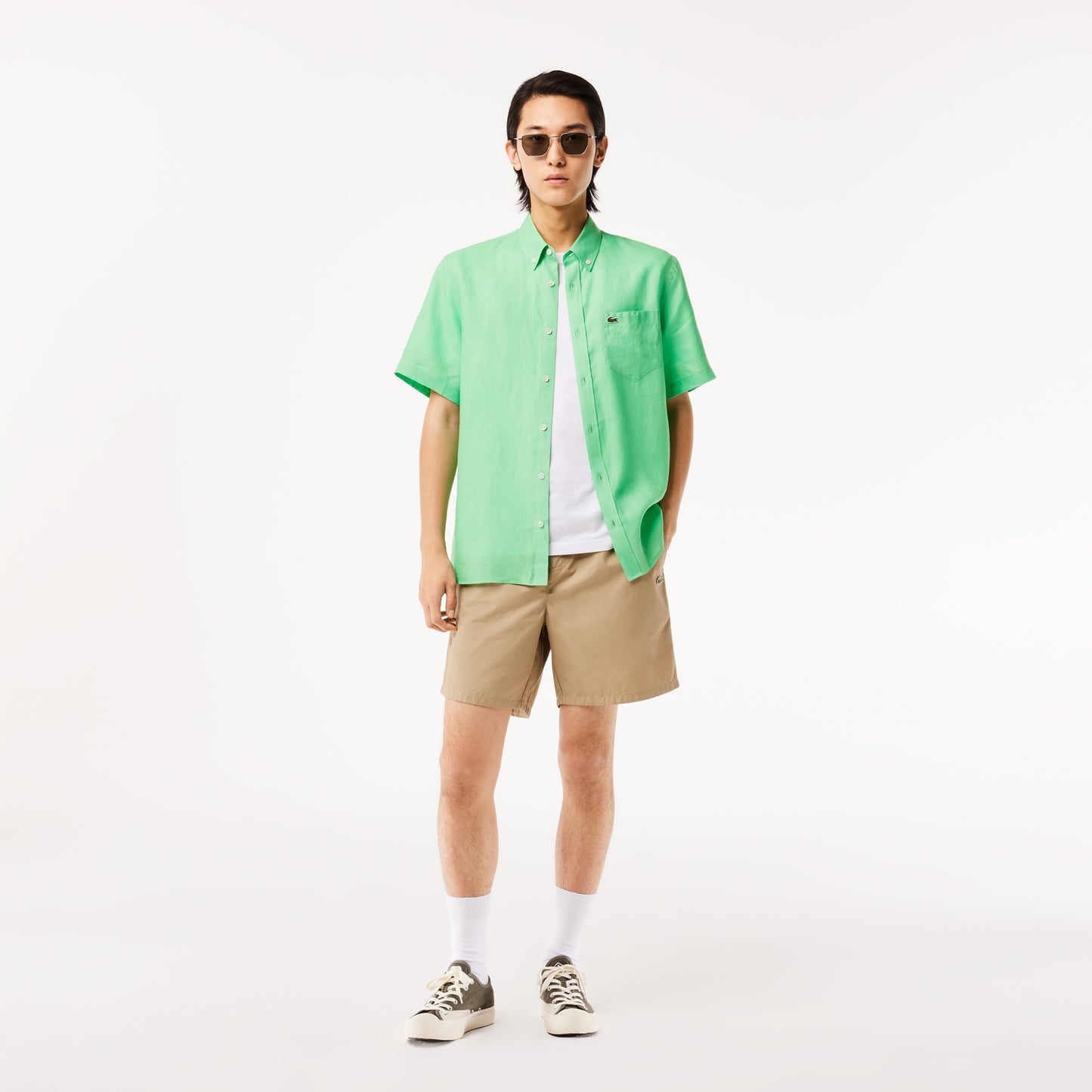 Men's Lacoste Short Sleeve Linen Shirt - CH5699