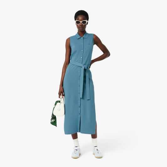 Long Stretch Petit Pique Polo Dress-EF1107